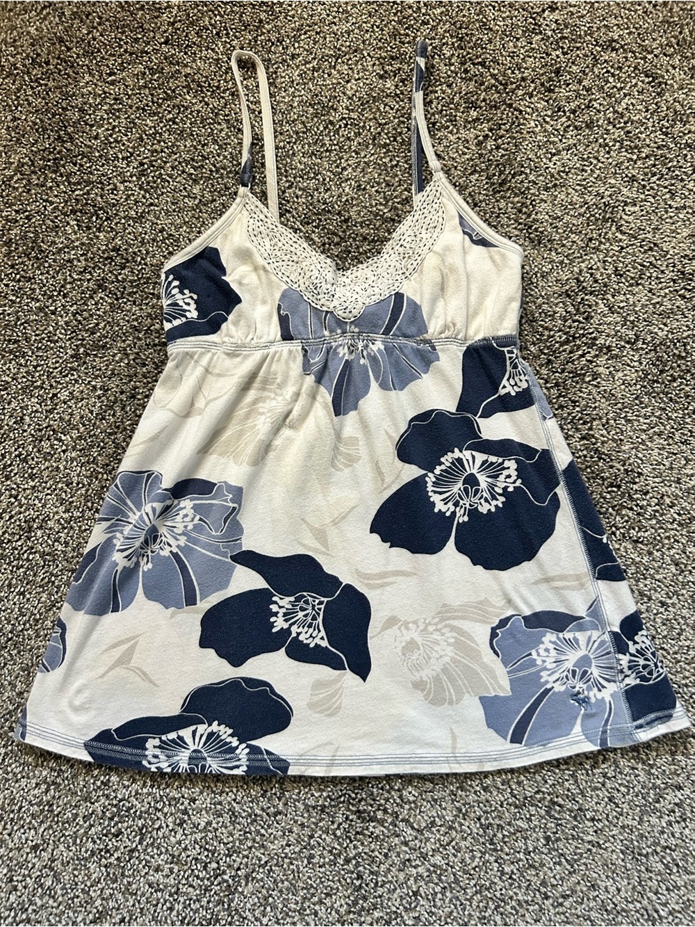 Y2k Abercrombie & Fitch Babydoll top White Floral Lace-Trim Tank
